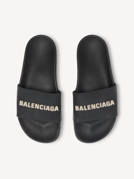 Balenciaga Shoes - Balenciaga Women’s Black Rubber Pool Slides with Logo. Size: US 9